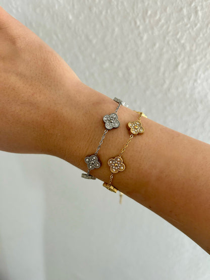 Gold&Silver Clover Armband